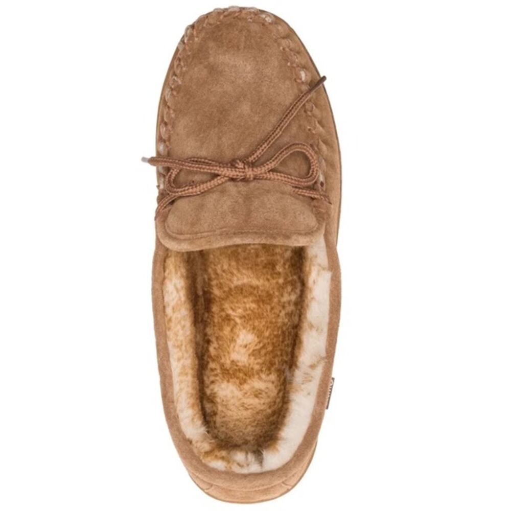 NEW! Lamo Men's Leather Apres Fleece-Lined Suede Moccasin Chestnut US 17